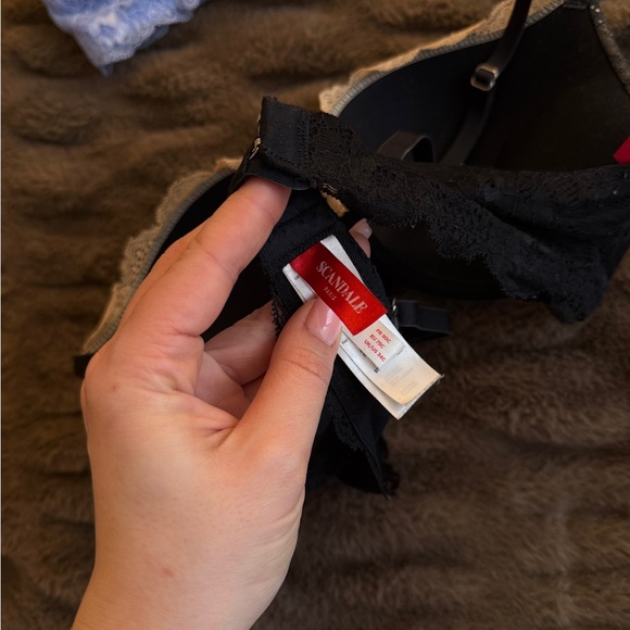 Scandale Paris Lace Underwire Bra Set - Black and Lavender Size 34C - Picture 3 of 4